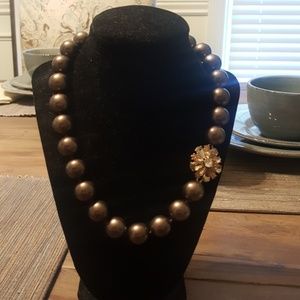 NWT Lia Sophia large brown pearl necklace